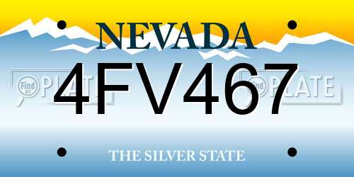 4FV467 Nevada License Plate
