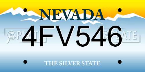 4FV546 Nevada License Plate