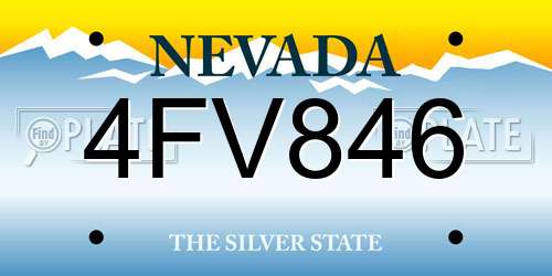 4FV846 Nevada License Plate