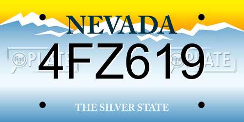 4FZ619 Nevada License Plate