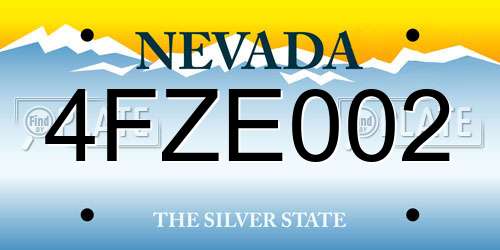 4FZE002 Nevada License Plate