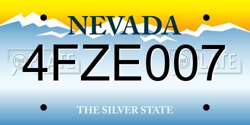 4FZE007 Nevada License Plate