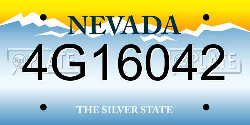 4G16042 Nevada License Plate