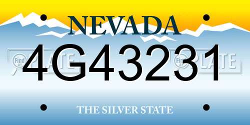 4G43231 Nevada License Plate