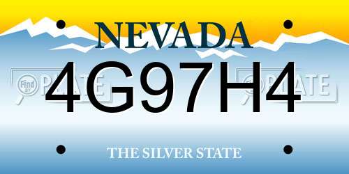 4G97H4 Nevada License Plate