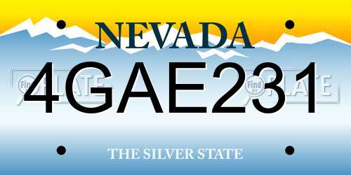 4GAE231 Nevada License Plate