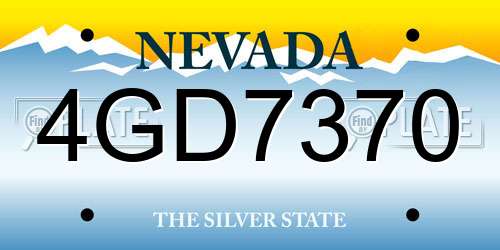 4GD7370 Nevada License Plate