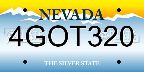 4GOT320 Nevada License Plate