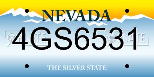 4GS6531 Nevada License Plate