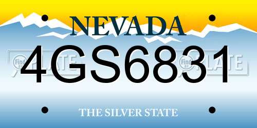 4GS6831 Nevada License Plate