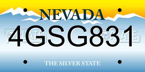 4GSG831 Nevada License Plate