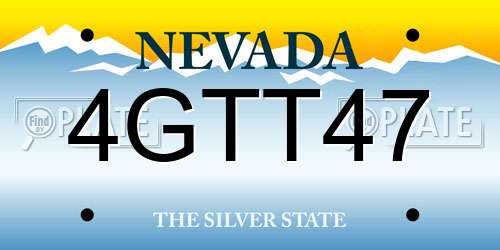 4GTT47 Nevada License Plate