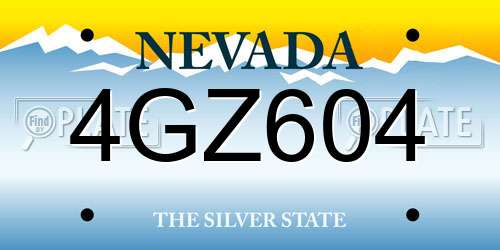 4GZ604 Nevada License Plate
