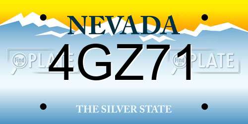 4GZ71 Nevada License Plate
