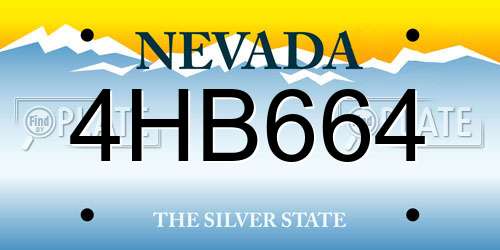 4HB664 Nevada License Plate