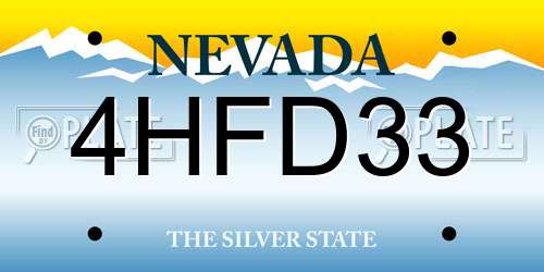 4HFD33 Nevada License Plate