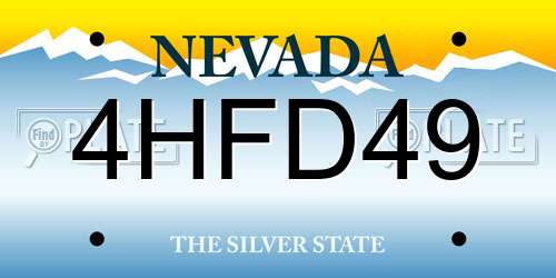 4HFD49 Nevada License Plate