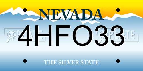 4HFO33 Nevada License Plate