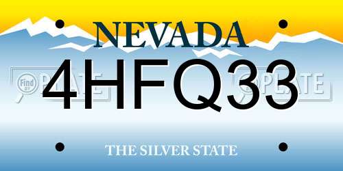 4HFQ33 Nevada License Plate