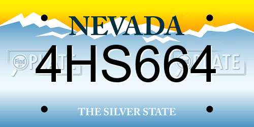 4HS664 Nevada License Plate