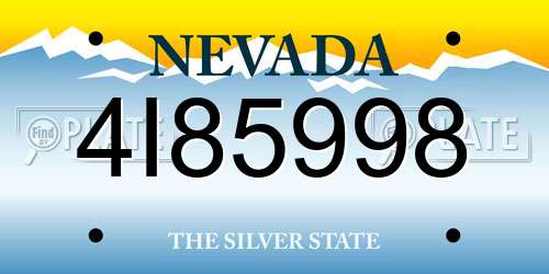 4I85998 Nevada License Plate