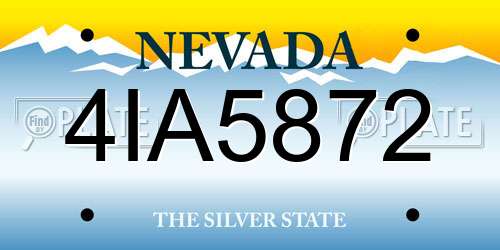 4IA5872 Nevada License Plate