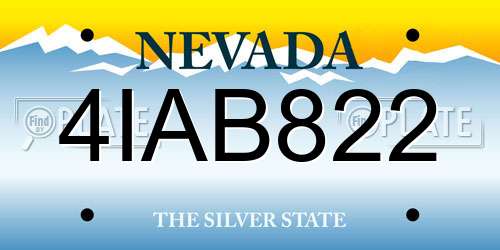 4IAB822 Nevada License Plate