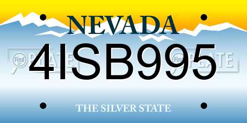 4ISB995 Nevada License Plate