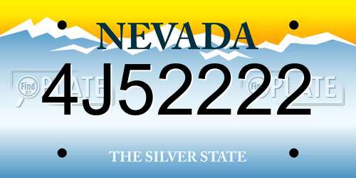 4J52222 Nevada License Plate