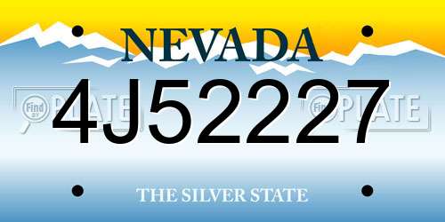 4J52227 Nevada License Plate