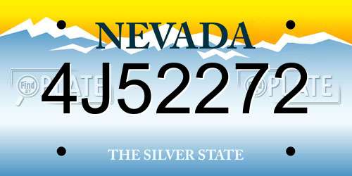 4J52272 Nevada License Plate