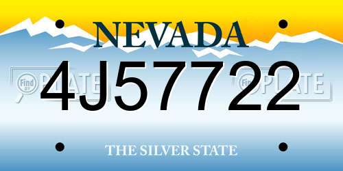 4J57722 Nevada License Plate