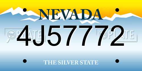4J57772 Nevada License Plate