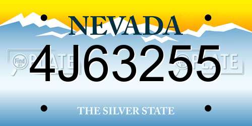 4J63255 Nevada License Plate