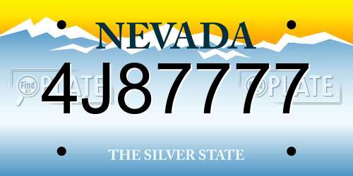 4J87777 Nevada License Plate