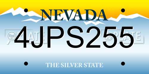 4JPS255 Nevada License Plate