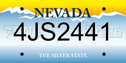 4JS2441 Nevada License Plate