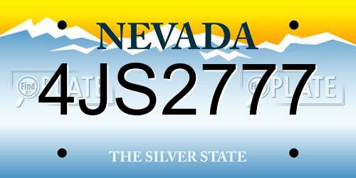 4JS2777 Nevada License Plate