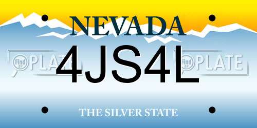 4JS4L Nevada License Plate