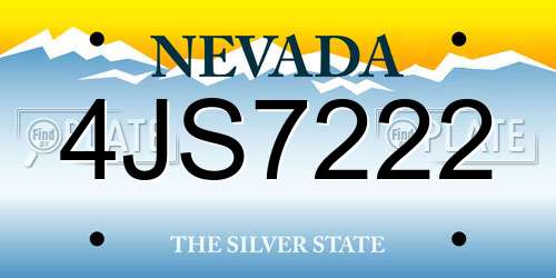4JS7222 Nevada License Plate