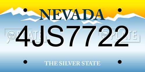 4JS7722 Nevada License Plate
