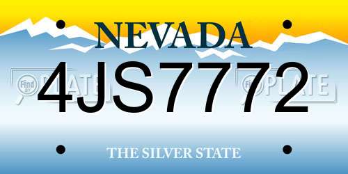 4JS7772 Nevada License Plate