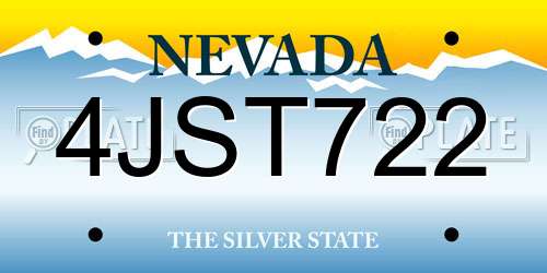 4JST722 Nevada License Plate