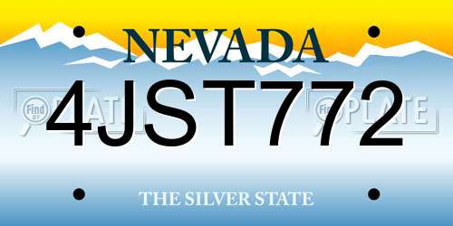 4JST772 Nevada License Plate