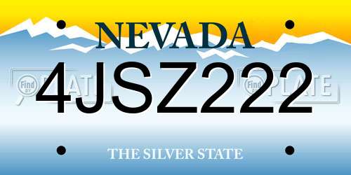 4JSZ222 Nevada License Plate