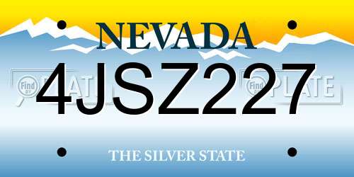 4JSZ227 Nevada License Plate