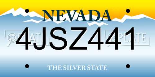 4JSZ441 Nevada License Plate