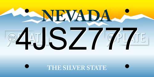 4JSZ777 Nevada License Plate