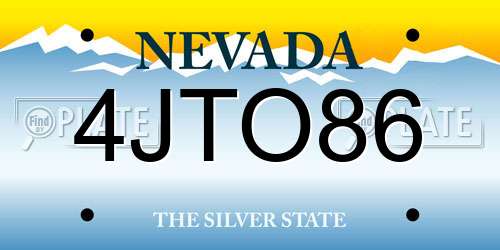 4JTO86 Nevada License Plate
