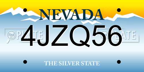 4JZQ56 Nevada License Plate